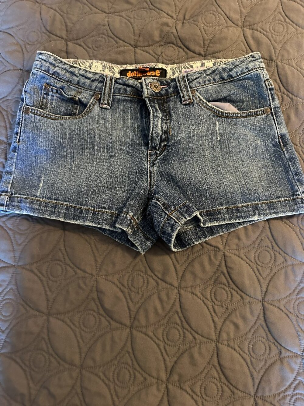 Dollhouse Low-Rise Denim Booty Shorts